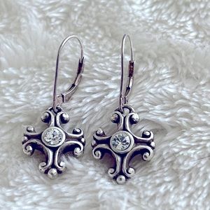 Brighton silver ornate cross earrings